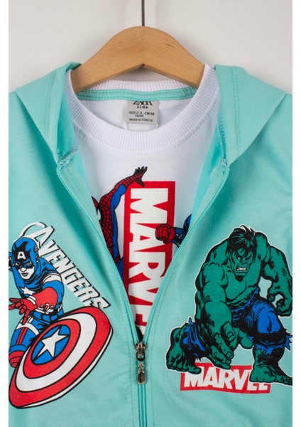 Marvel Baskılı Erkek Çocuk Hırkalı Alt Üst Takım modelleri