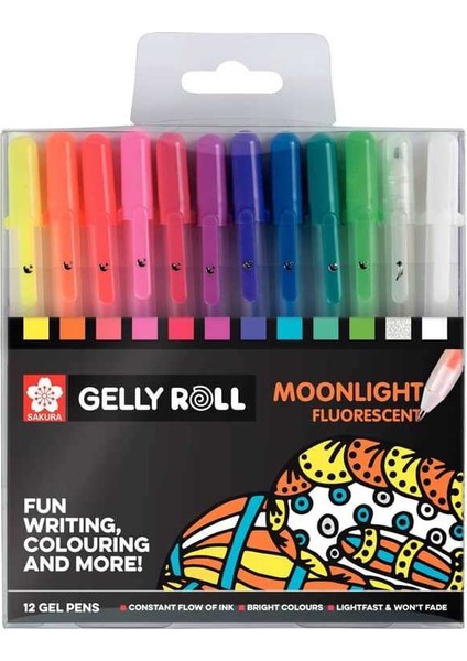 Gelly Roll Jel Mürekkepli Neon Kalem Seti Moonlight Fluorescent Set 12 Renk