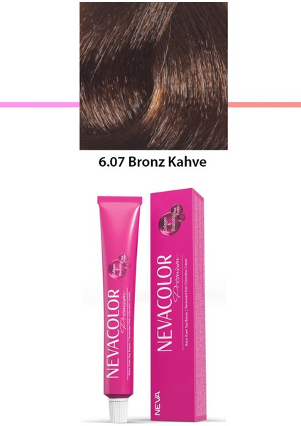 Premium 6.07 Bronz Kahve - Kalıcı Krem Saç Boyası 50 G Tüp