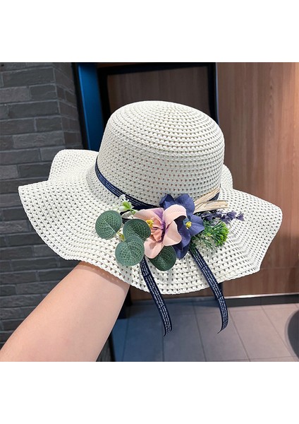 Yaz Güneşlik Hasır Şapka Tatil Uv Koruma Güneş Şapkası (Yurt Dışından)