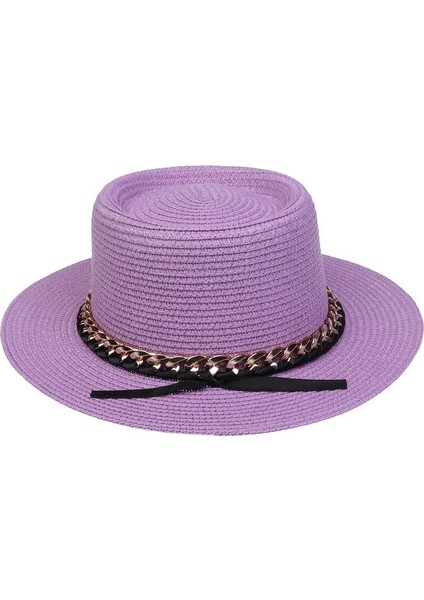Püskül Hasır Şapka Bayanlar Yaz Plaj Şapka Güneşlik Güneş Koruyucu Şapka (Yurt Dışından)