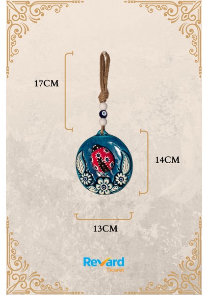 Dekoratif Uğur Böcekli Çiçek Desenli Asmalı Seramik Süs 13 x 14 cm fırsatları