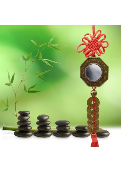 Feng Shui Şans ve Bereket Beşli Set Bagua Ayna Para Dragon ve Maneki Neko