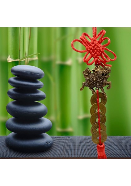 Feng Shui Şans ve Bereket Beşli Set Bagua Ayna Para Dragon ve Maneki Neko
