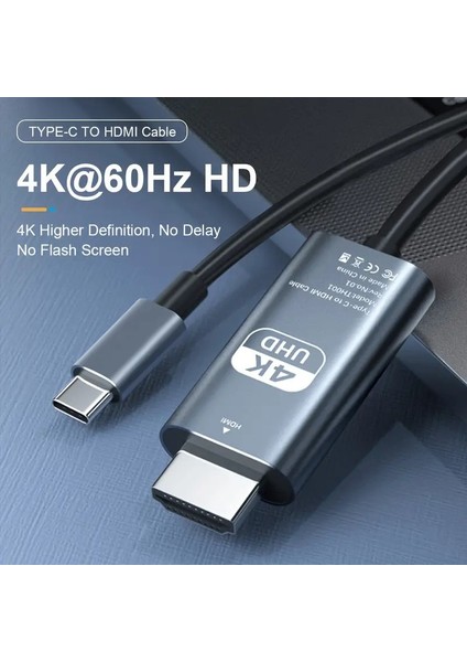 Fxn-C1 Ultra Hd 4K Type-C HDMI Adaptör Kablosu Yüksek Hızlı 60Hz Ekran Görüntü Aktarım Kablosu