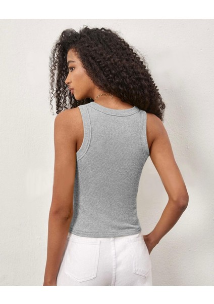 Kadın 2'li Paket Fitilli Halter Yaka Örme Atlet T-Shirt indirimleri