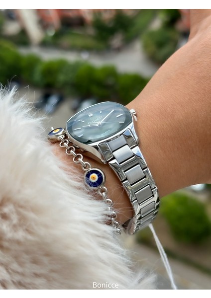 Çelik Kordon gümüş Renk,Yeşil Kadran Kadın Kol Saati+Bileklik Hediyeli indirimleri