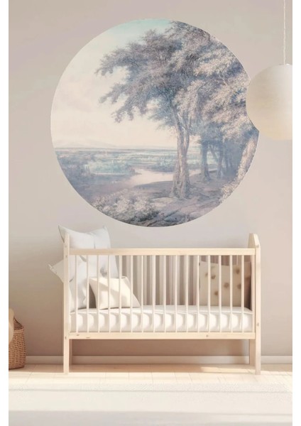 Yağlı Boya Orman Doğa Manzarası Boho Yuvarlak Duvar Sticker fiyatları