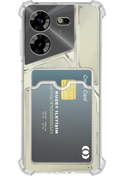 Tecno Pova 5 Kapak Kamera Korumalı Kartlıklı Darbe Emici Özellikli Şeffaf Silikon Kılıf