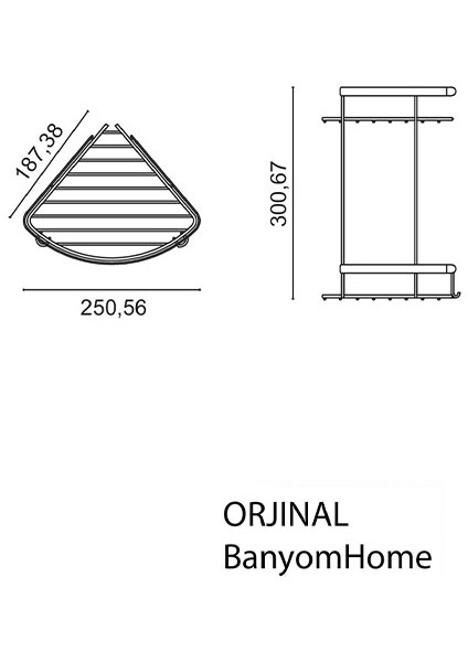 Paslanmaz Çelik Zerrin 2'li 19X19 cm Şampuanlık Banyo Rafı