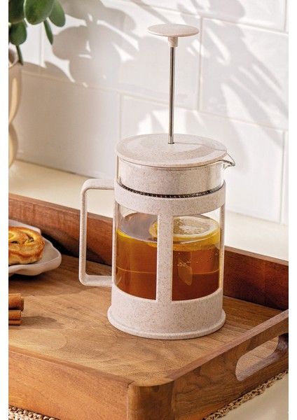 Tekno Trust Cam Ruby French Press 800 ml 600 ml ve Üzeri Bej