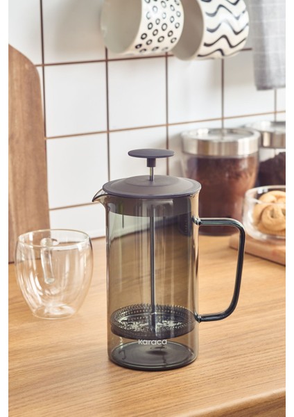 Tekno Trust 600 ml ve Üzeri Valentina Borosilikat Cam French Press Grey 1000 ml Cam Gri