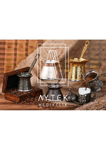 Tekno Trust Bakır Osmanlı Motifli Döküm Cezve 4 Kişilik 1 Parça Metalik