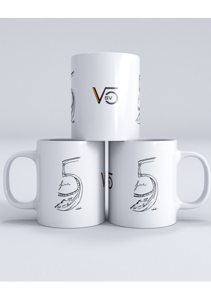 Sebastian Vettel 5 Drawing Baskılı Beyaz Kupa Bardak fiyatları