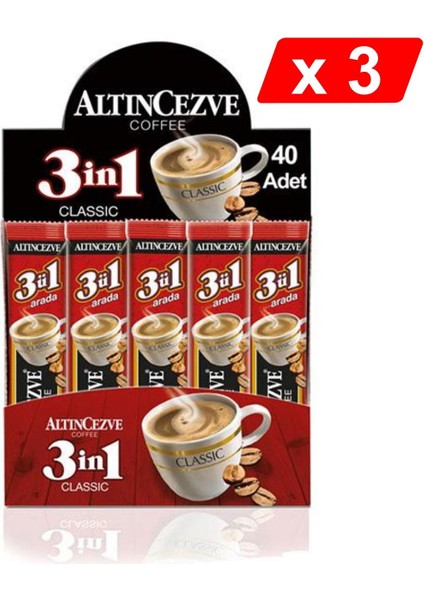 3ü1 Arada | Üçü Bir Arada Classic 40′ Lı Paket 15 gr x 40 Adet - 3lü Paket