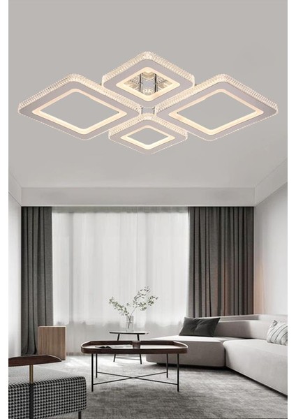 2021-4 Krom Dimmer Kumandalı LED Avize