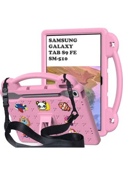 Samsung Galaxy Tab S9 10.9 (2023) Çocuklar Için Askılı Standlı Hayvan Figürlü Silikon Nemo Kılıf SM-X710 X716B X718U