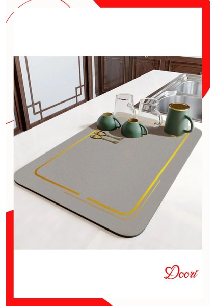 Tekno Trust Gri Bulaşık Matı Esnek Bulaşık Selesi Bulaşıklık Tabak Bardak Kurutma Bulaşık Kurutmalık 35 X 45 Ak