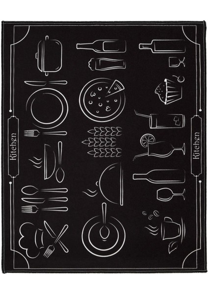 Tekno Trust 36 x 46 Baskılı Bulaşık Kurutma Matı 46X36 cm Kurulama Bezi Örtüsü MF-060 Siyah Siyah Silikon modelleri