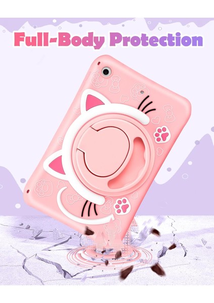 Apple iPad 7. Nesil 10.2 (2019) Çocuklar Için Askılı Standlı 3D Kedi Figürlü Silikon Kılıf A2197 A2200 A2198 indirimleri