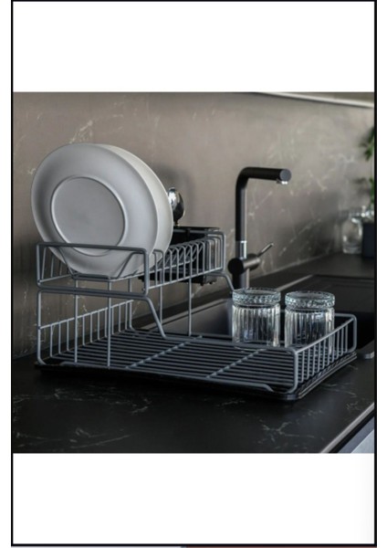 Tekno Trust Paslanmaz Çelik Ömür Boyu Paslanmaz Iki Katlı Tabaklık Bulaşıklık 50 cm Bulaşık Kurutma Sepeti Tezg