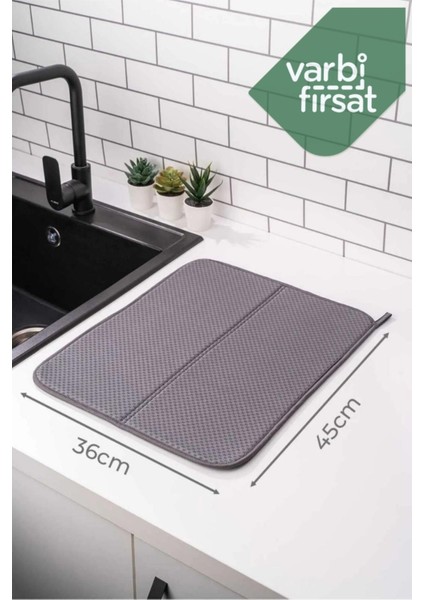 Tekno Trust Gri Bulaşık Kurutma Matı Kurulama Bezi Kurutma Örtüsü Tezgah Üstü - Antrasit Silikon 35 X 45 Cm indirimleri