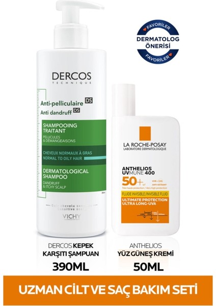 La Roche-Posay Uzman Cilt ve Saç Bakım Seti: Anthelios Yüz Güneş Kremi 50 ml & Dercos Şampuan 390 ml