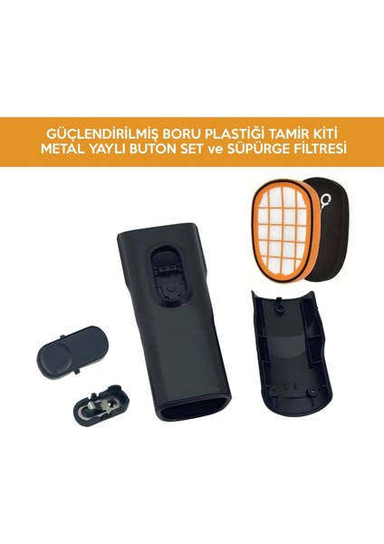 Tekno Trust Beyaz Xc 7043 Speed Pro Max Dikey Süpürge Boru Tamir Kiti , Metal Yaylı Buton ve Filtre