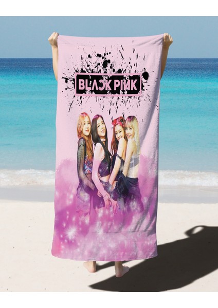 Black Pink Pink Venom Desenli Dijital Baskılı Plaj Banyo Havlusu