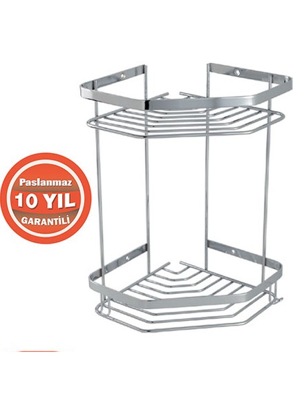 Paslanmaz Çelik Erpa 2'li 19X19 cm Şampuanlık Banyo Rafı