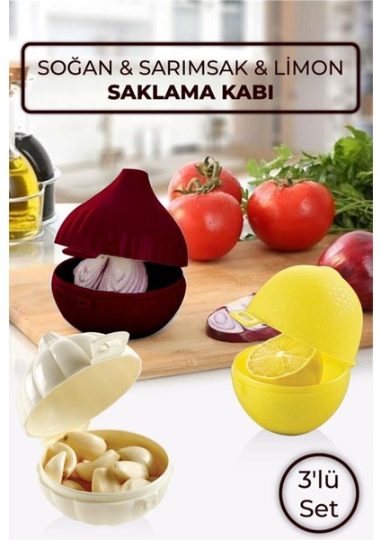 Tekno Trust 3 Sarımsak Soğan Limon Saklama Kabı 250 - 499 ml Plastik