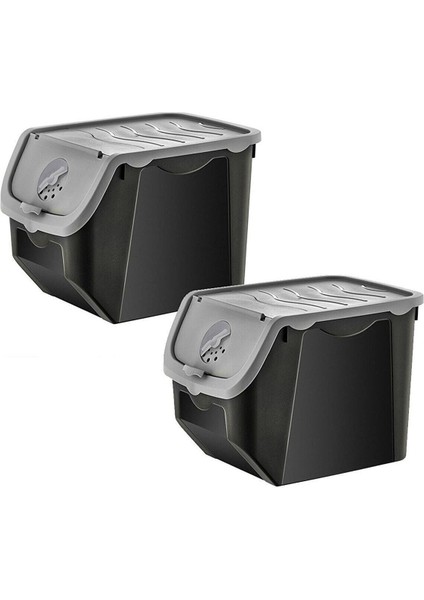 Tekno Trust 32 x 23 Coral 12 Litre 2'li Soğan Patates Saklama Kutusu Siyah-Gri Patates Soğanlık Plastik fiyatları