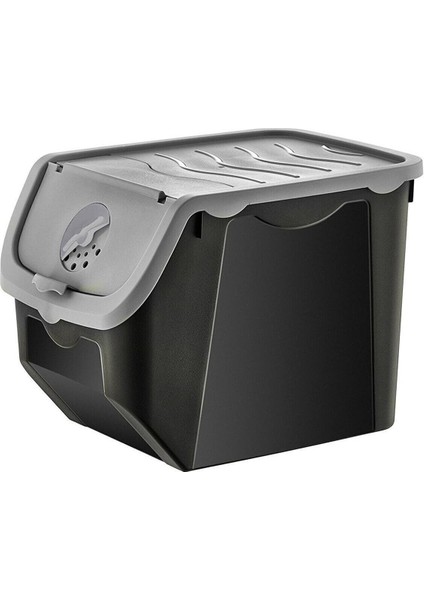 Tekno Trust 32 x 23 Coral 12 Litre 2'li Soğan Patates Saklama Kutusu Siyah-Gri Patates Soğanlık Plastik fırsatları