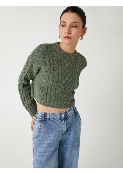 Saç Örgü Triko Kazak Bisiklet Yaka Uzun Kollu