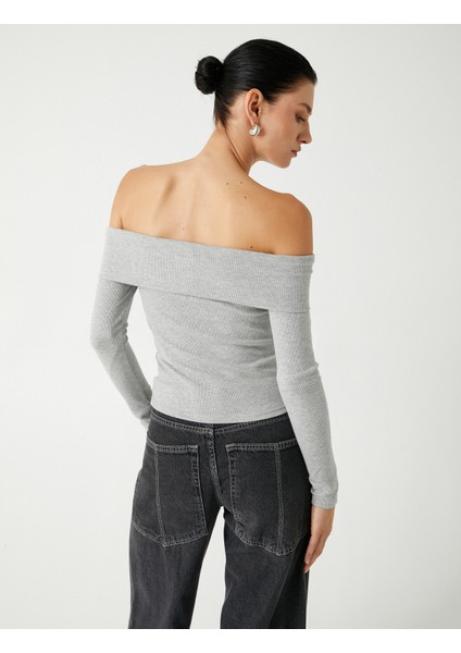 Madonna Yaka Tişört Fitilli Kat Detaylı Uzun Kollu Slim Fit fırsatları