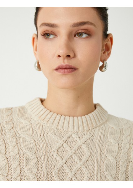 Saç Örgü Triko Kazak Bisiklet Yaka Uzun Kollu