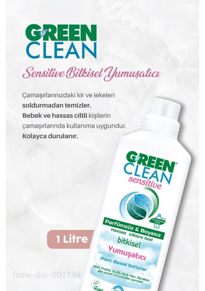 Green Clean Sıvı Çamaşır Deterjanı 2750 Ml, Sensitive Yumuşatıcı 1lt ve Rosıe