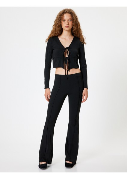 Ispanyol Paça Tayt Pantolon Nervürlü Standart Bel Slim Fit fiyatları