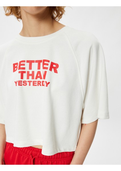 Oversize Spor Tişört Bisiklet Yaka Slogan Baskılı Kısa Kollu indirimleri