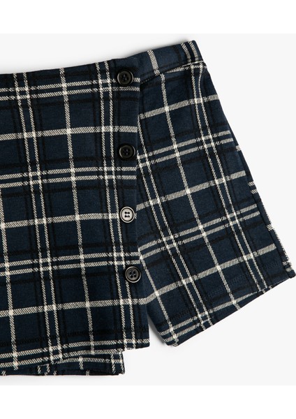 Mini Şort Etek Kruvaze Beli Lastikli Düğmeli modelleri