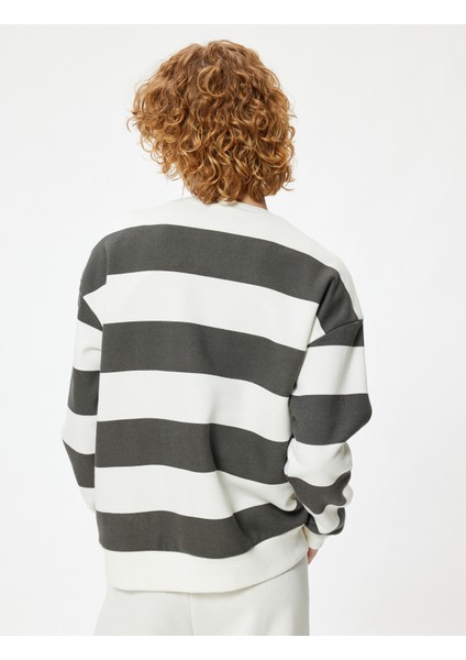 Oversize Sweatshirt Bisiklet Yaka Uzun Kollu Renk Bloklu fırsatları