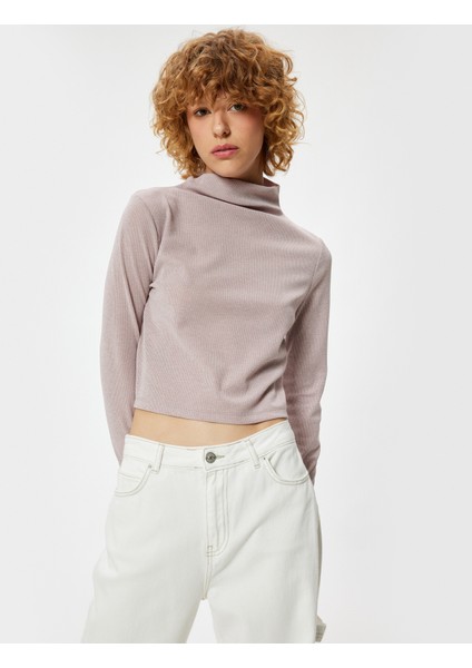 Basic Uzun Kollu Tişört Kaşkorse Dik Yaka Slim Fit