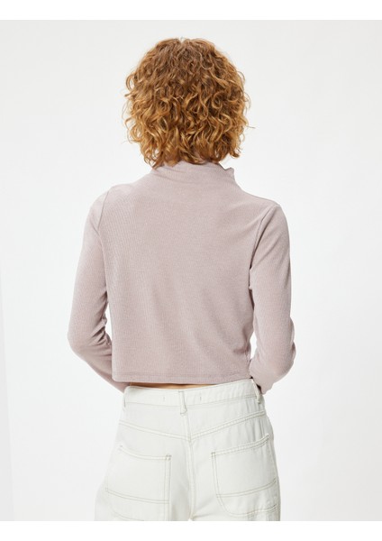 Basic Uzun Kollu Tişört Kaşkorse Dik Yaka Slim Fit fırsatları