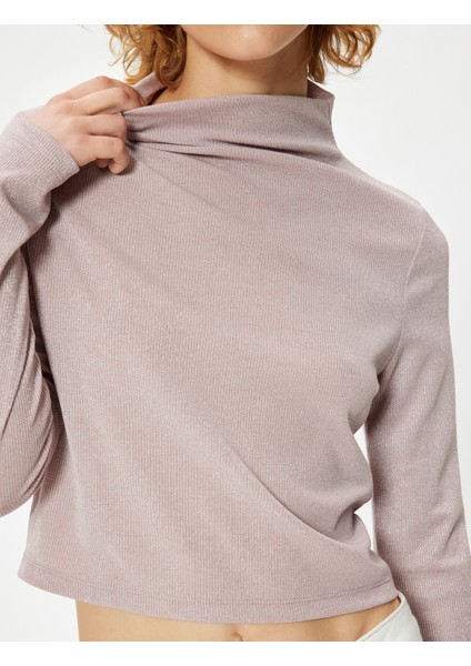 Basic Uzun Kollu Tişört Kaşkorse Dik Yaka Slim Fit indirimleri