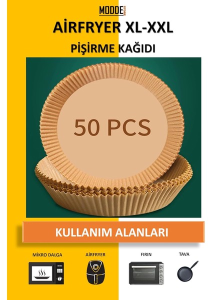 Pişirme Kağıdı 50 Adet. Yuvarlak Airfryer Pişirme Kağıdı, Fritöz Yağlı Kağıdı, Yanmaz Kağıt 50 Adet 20 cm x 4.5 cm Xl-Xxl Ile Uyumlu.