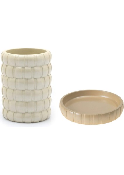 2'li Banyo Seti, Krem Örgü Poliresin Model