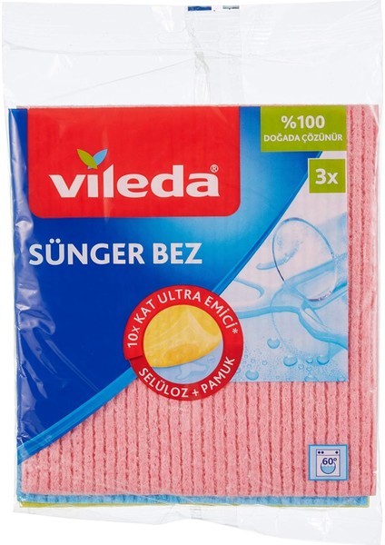 Sünger Bez, Ekstra Dayanıklı, Çok Amaçlı, 3'lü Paket