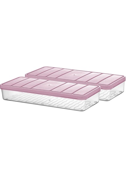 Home - Nora 2'li 1.2 Litre Küçük Boy Açık Pembe Saklama Kabı