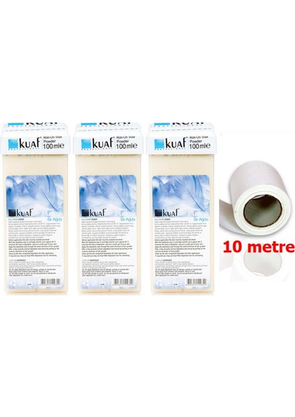 Profesyonel Kartuş Sir Ağda Pudralı 100 ml 3 Adet + 10 Metre Ağda Bezi