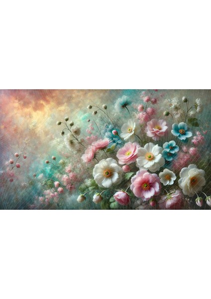 Pastel Renkli Çiçekler ve Romantik Atmosfer ile Sanatsal Stüdyo Arkaplanı - Profesyonel Fotoğrafçılık Fonu 200X150CM Arka Plan